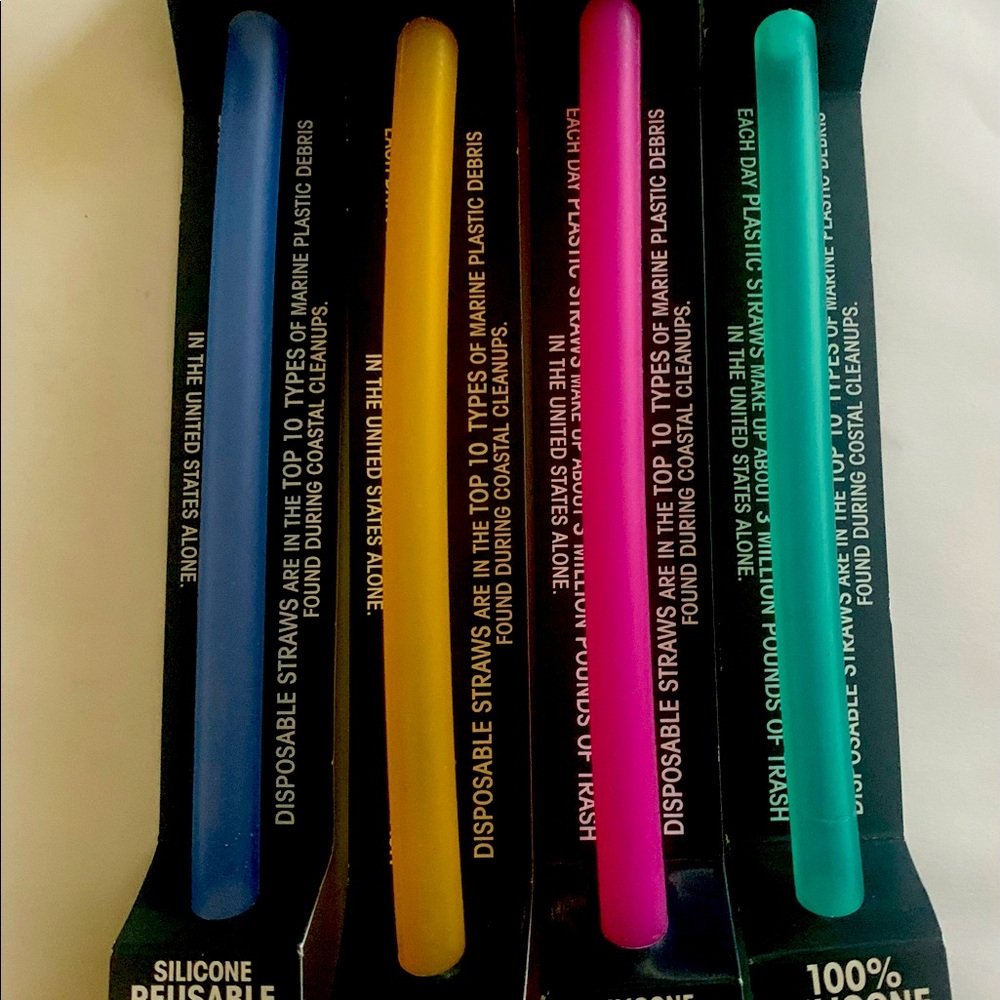 4 New silicone reusable straws by GC sili.Select your four colors